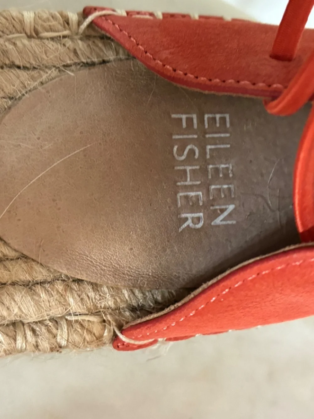 Eileen Fisher orange Lace Up espadrille sandals